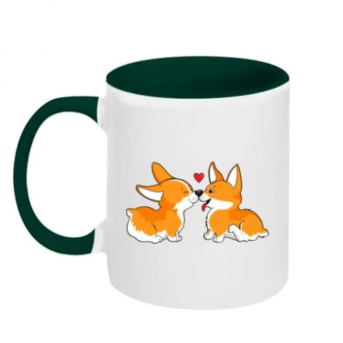Чашка двухцветная Loving Corgi Couple 320 мл Бело-зеленый (4238350-30-106906)