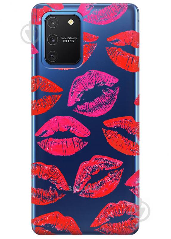 Прозрачный силиконовый чехол iSwag для Samsung Galaxy S10 Lite с рисунком - Поцелуи (KS3443)