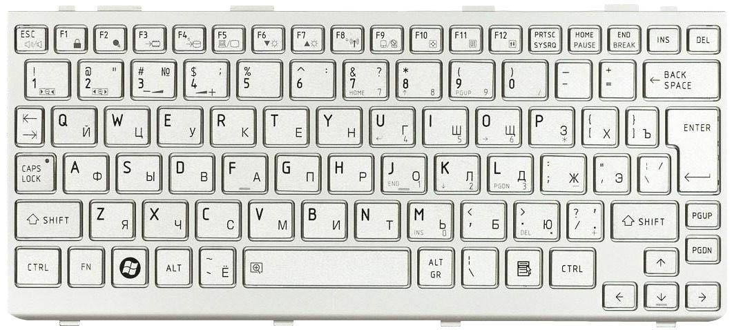 Клавиатура для ноутбука Toshiba Mini NB200/NB300/NB305 Silver Frame Silver