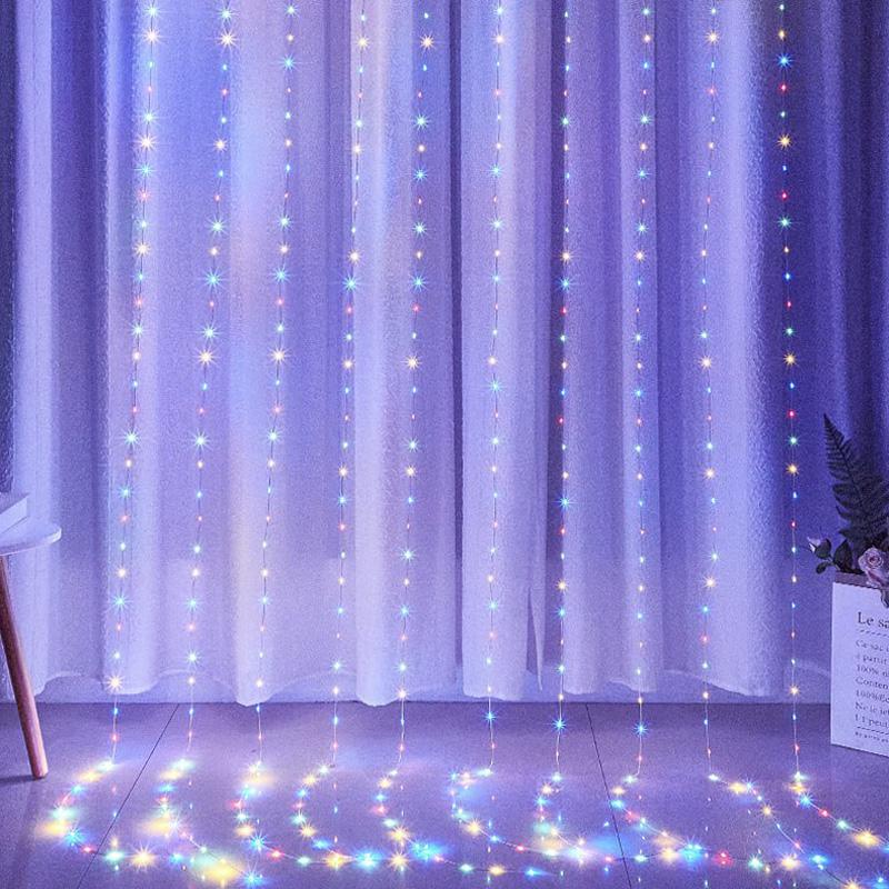 Гирлянда штора роса Waterfall 200 LED 2,5х2 м RGB 8 режимов/USB/пульт ДУ (51585)