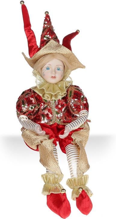 Фігура музична Арлекін 43 см Червоний із золотом