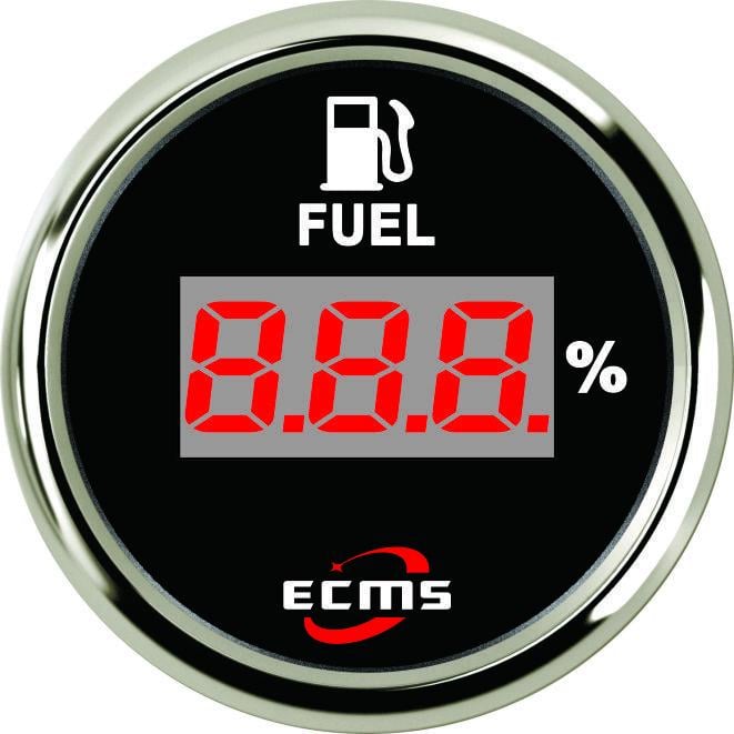 Універсальний цифровий датчик палива/рідини Ecms 52 мм опір 33-240 Ом 12V Чорний (1504242421)
