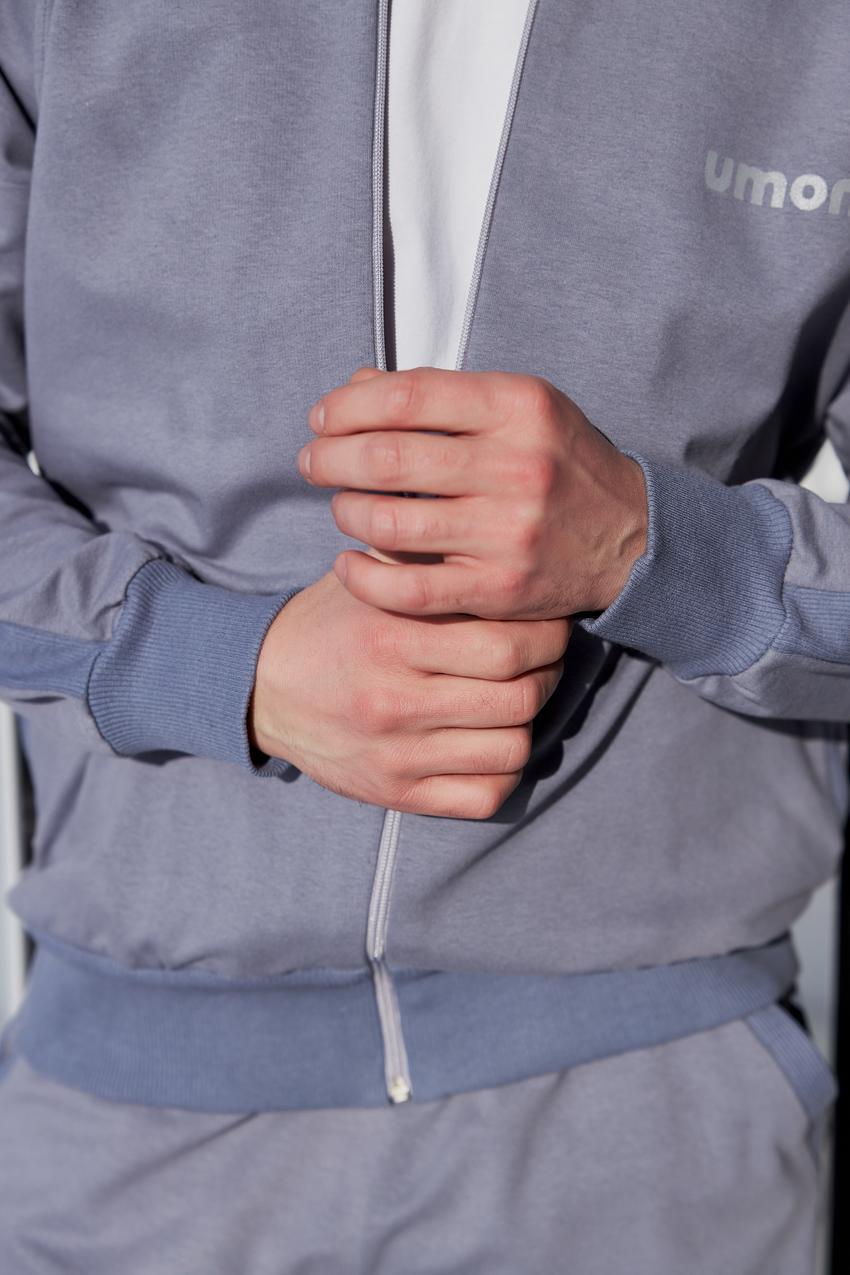 Костюм спортивный мужской Umon М80.2 на замке со стойкой 2-нить M Серый (784-1-61) - фото 2