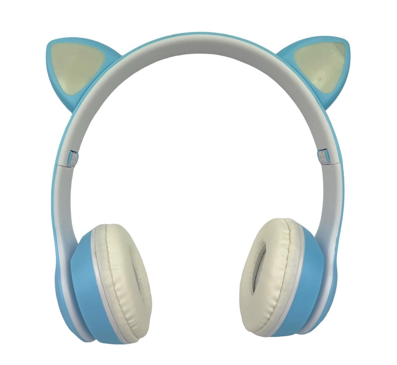 Наушники беспроводные Wireless headSet Cat ear VIV-23M LED с кошачьими ушками Голубой