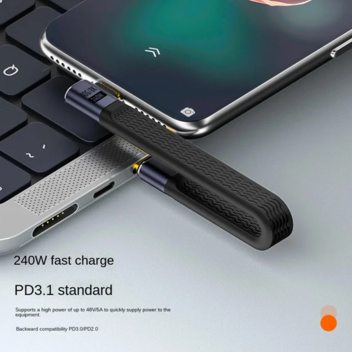 Кабель аудіо-відео кутовий USB-C4-40-SMM USB-C-USB-C (000049348) - фото 5