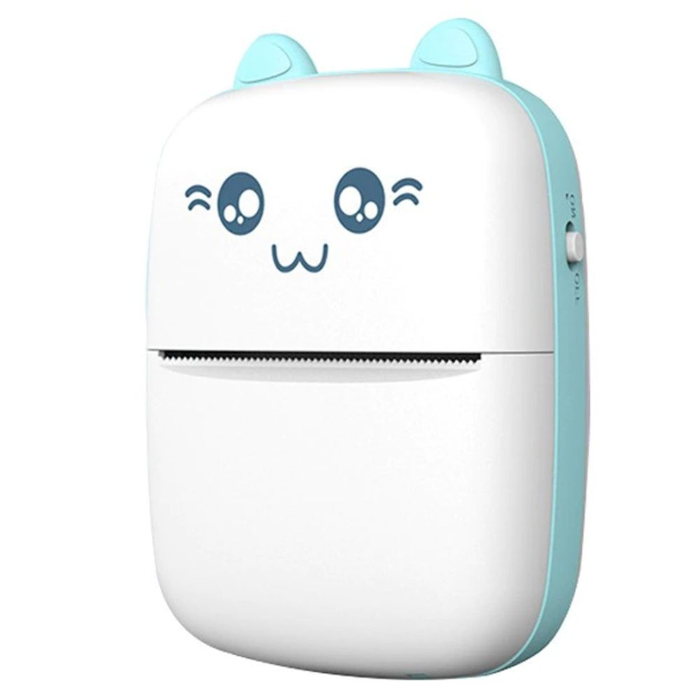 Термопринтер портативний Котик Bluetooth Блакитний з білим Термопринтер портативний Котик Bluetooth Блакитний з білим