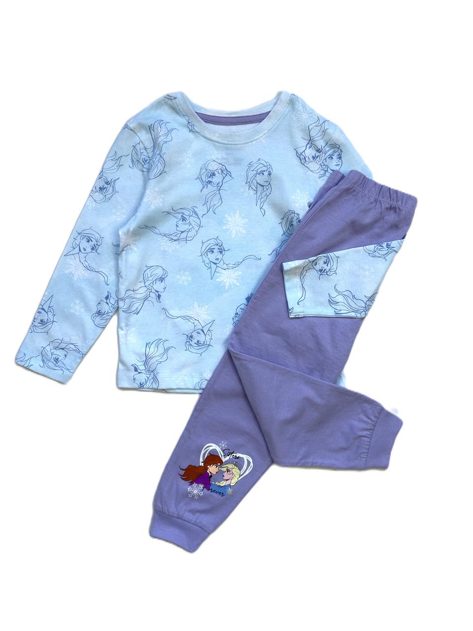 Піжама для дівчини PRIMARK Frozen лонгслів та штани 98 см Блакитно-фіолетовий (2548909238)