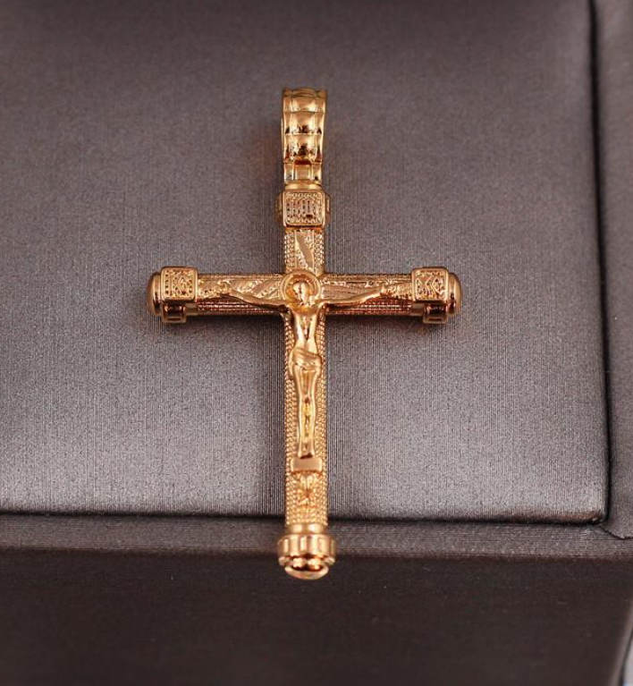 Крестик Xuping Jewelry Круглое литье с распятием 3,5 см Золотистый