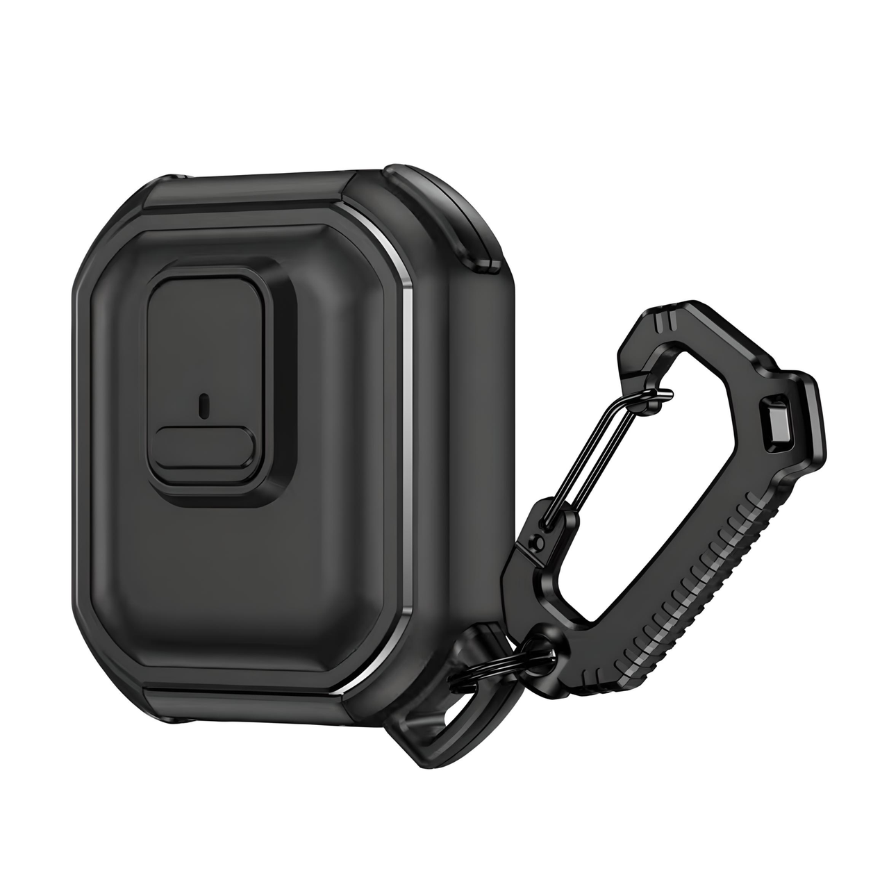 Чехол для наушников ударопрочный AirPods 2 с карабином и защелкой Черный (2086061772)