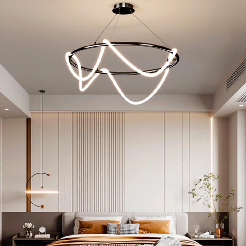 Люстра дизайнерская в виде кольца с гибкой LED лентой Ø 60 см Черный (77020/D BK)