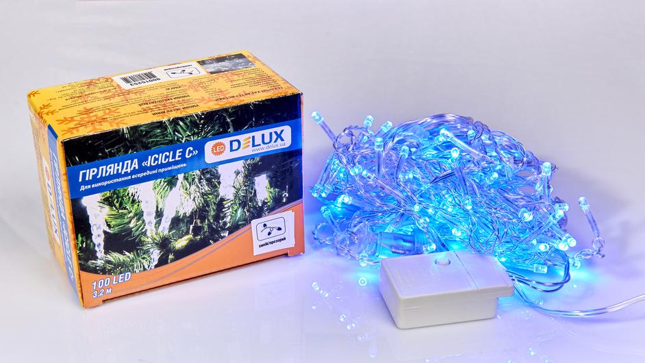 Гирлянда внутренняя Delux Icicle 100 LED IP20 бахрома 3,2x0,7 м Синий/Прозрачный (90015253)