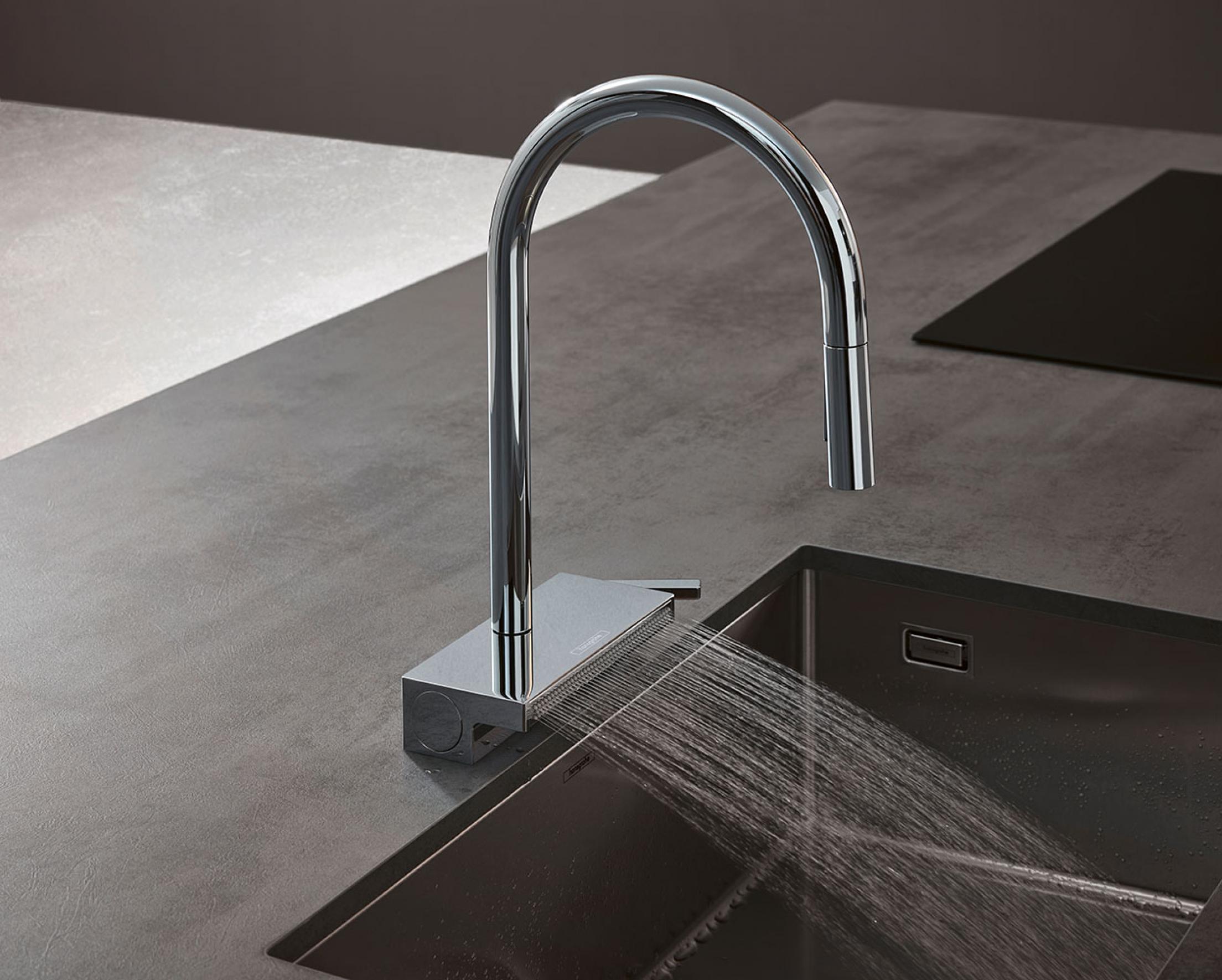 Cмеситель для кухни Hansgrohe AQUNO SELECT 73831000 с видвижной лейкой Хром (74504) - фото 5