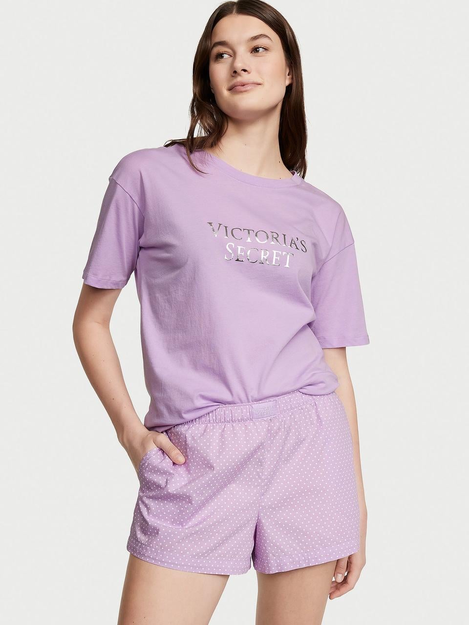 Пижама Victoria's Secret Cotton Short Tee-Jama Set S Фиолетовый (2242833620)