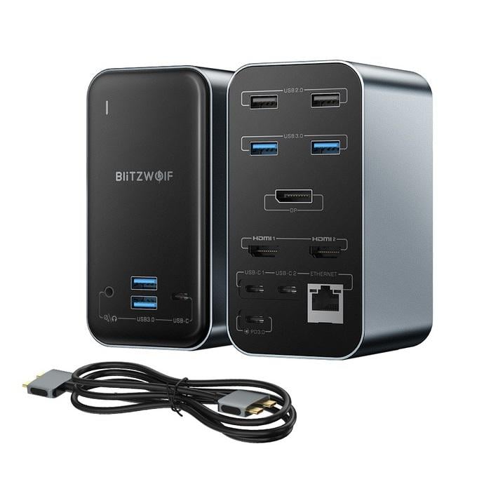 USB-хаб Blitzwolf BW-TH14 15в1 DisplayPort/HDMI/USB-C PD - фото 2