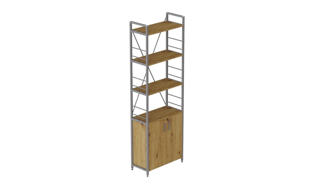 Этажерка Ferrum-decor 4/60 Коннект с тумбой 179x60x28 см Серый/Артизан (FRD-102482)