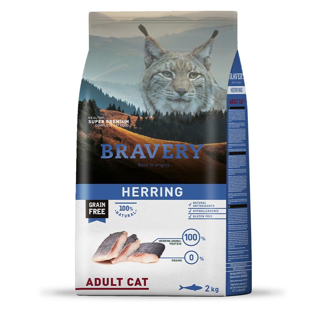 Корм сухий для котів Bravery Herring Cat схильних до алергії з оселедцем 2 кг - фото 1 Корм сухий для котів Bravery Herring Cat схильних до алергії з оселедцем 2 кг - фото 1