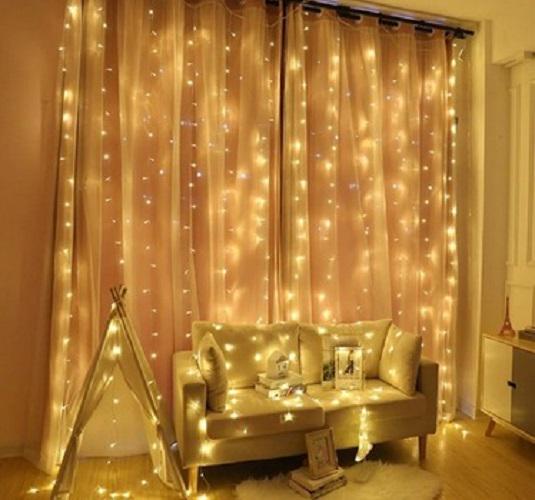 Гірлянда штора прозорий дріт LED 180L від мережі 3х3 м Теплий білий (91019)