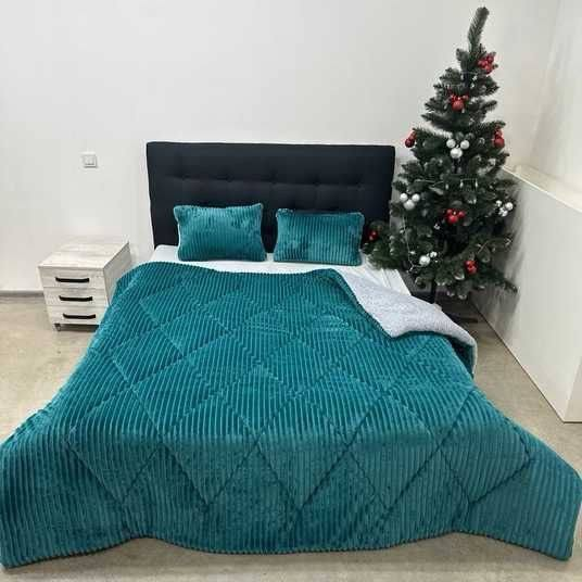 Ковдра мікрофіра євро 200х200 см Синій - фото 1