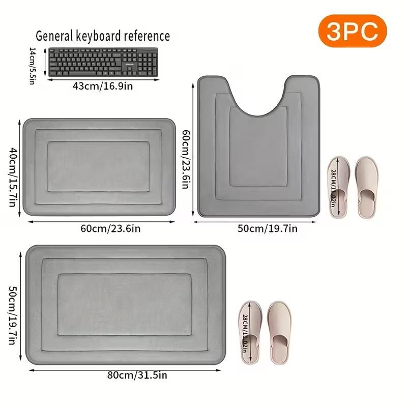 Набір килимків для ванної з ефектом пам'яті KVADRO антиковзкий водопоглинаючий 3 шт. Темно-сірий (7802645) - фото 7 Набір килимків для ванної з ефектом пам'яті KVADRO антиковзкий водопоглинаючий 3 шт. Темно-сірий (7802645) - фото 7