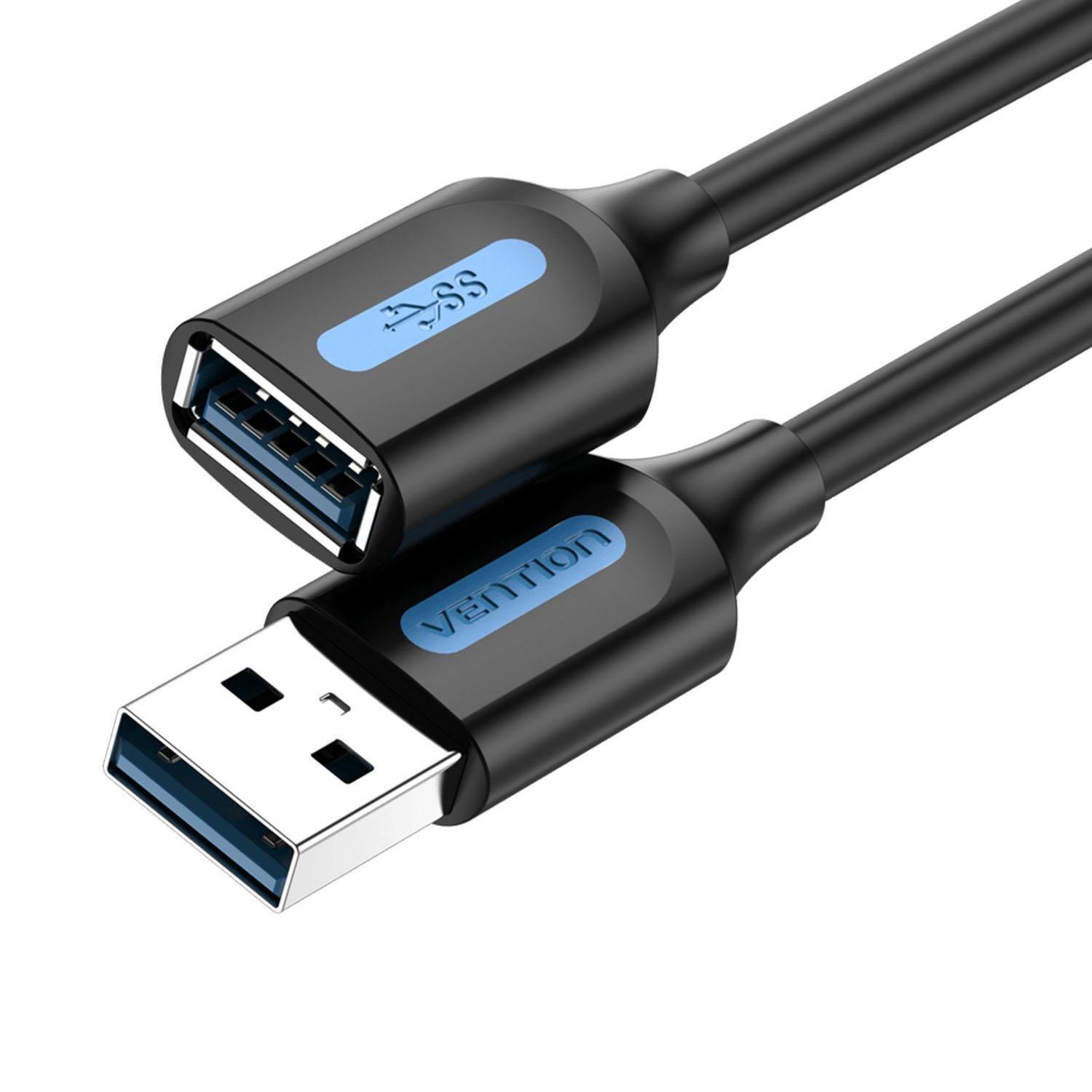 Кабель Vention USB 3.0 5 Гбіт/с USB-A папа на USB-A мама 5 м Чорний (CBHBJ)