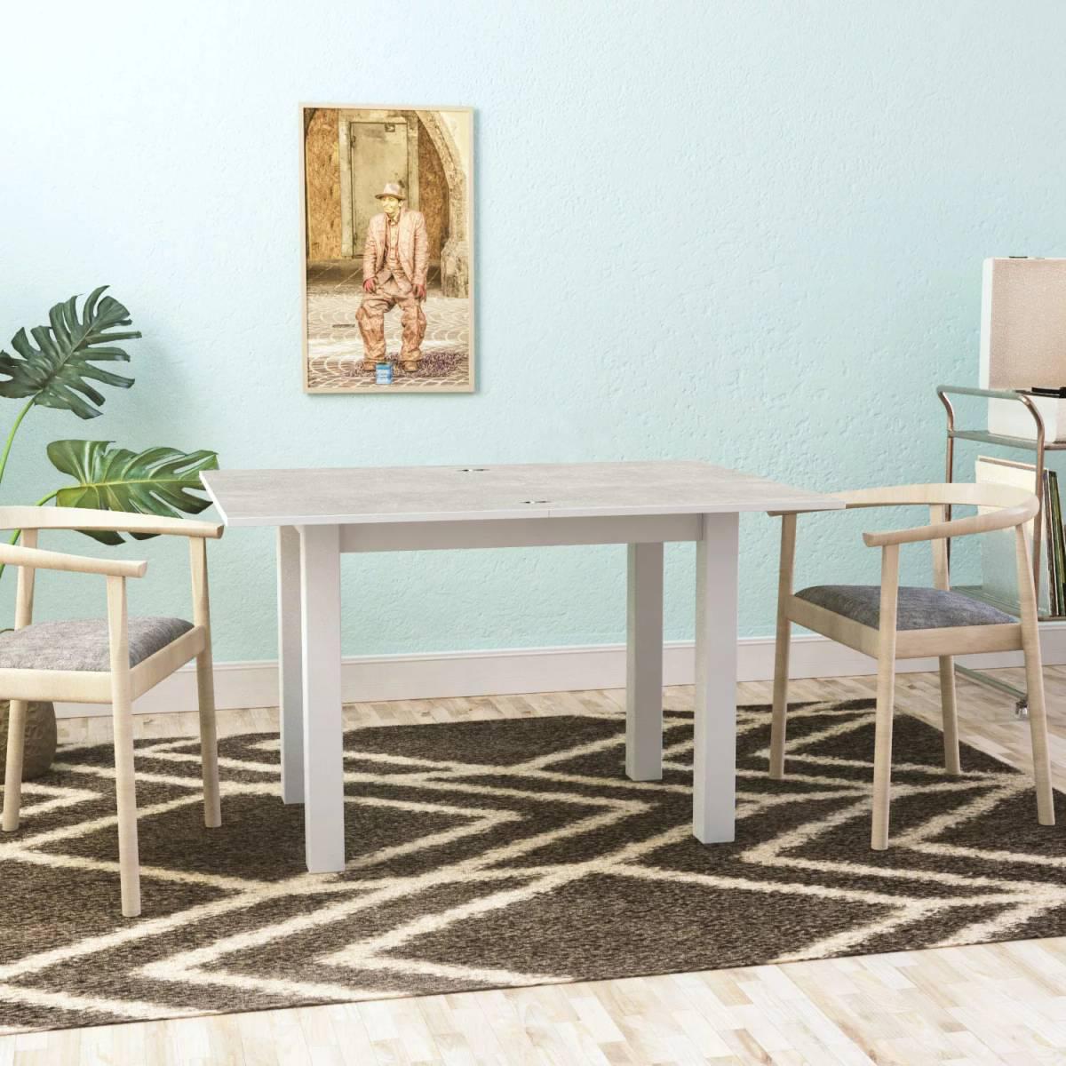 Стіл обідній розкладний AiH Dinner ЛДСП/дерево 90/120х75х60/90 см Ательє світлий/Білий діамант (TB15040400100)