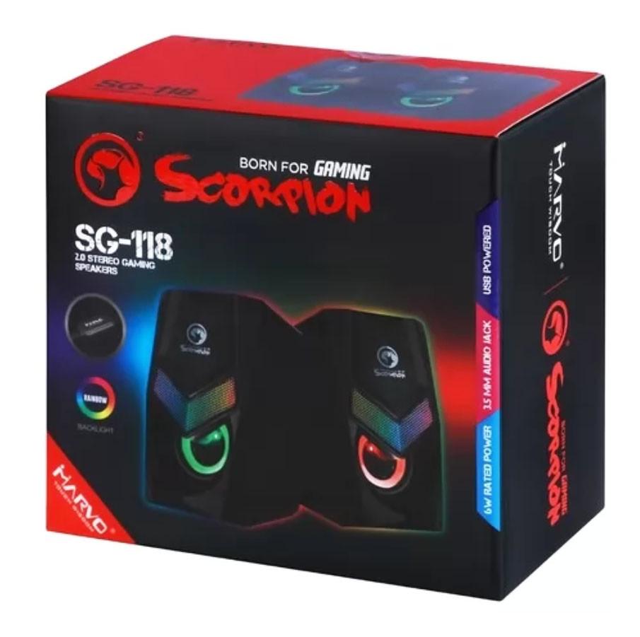 Колонки игровые настольные компьютерные Marvo SG-118 с подсветкой Multi-LED USB - фото 2