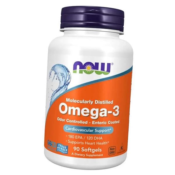 Омега 3 дистиллированная Now Foods Omega-3 Enteric Coated 90 гел. капс. (67128025)