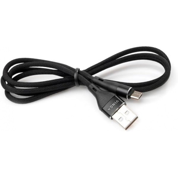 Кабель Vinga USB 2.0 AM to Micro 5P 1 м Cylindric Nylon Black (VCPDCMCANB1BK) - фото 3