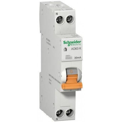Дифференциальный автомат AД63 K 1P+N C 12523 Schneider Electric 20 A 30 mA Дифференциальный автомат AД63 K 1P+N C 12523 Schneider Electric 20 A 30 mA