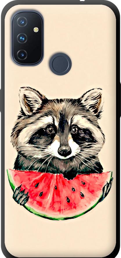 Чехол на OnePlus Nord N100 Енотик с арбузом (4605b-2130-42517)