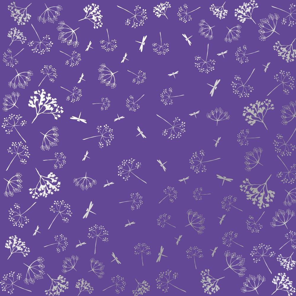 Лист бумаги односторонний Silver Dill с серебряным тиснением 30,5х30,5 см Lavender