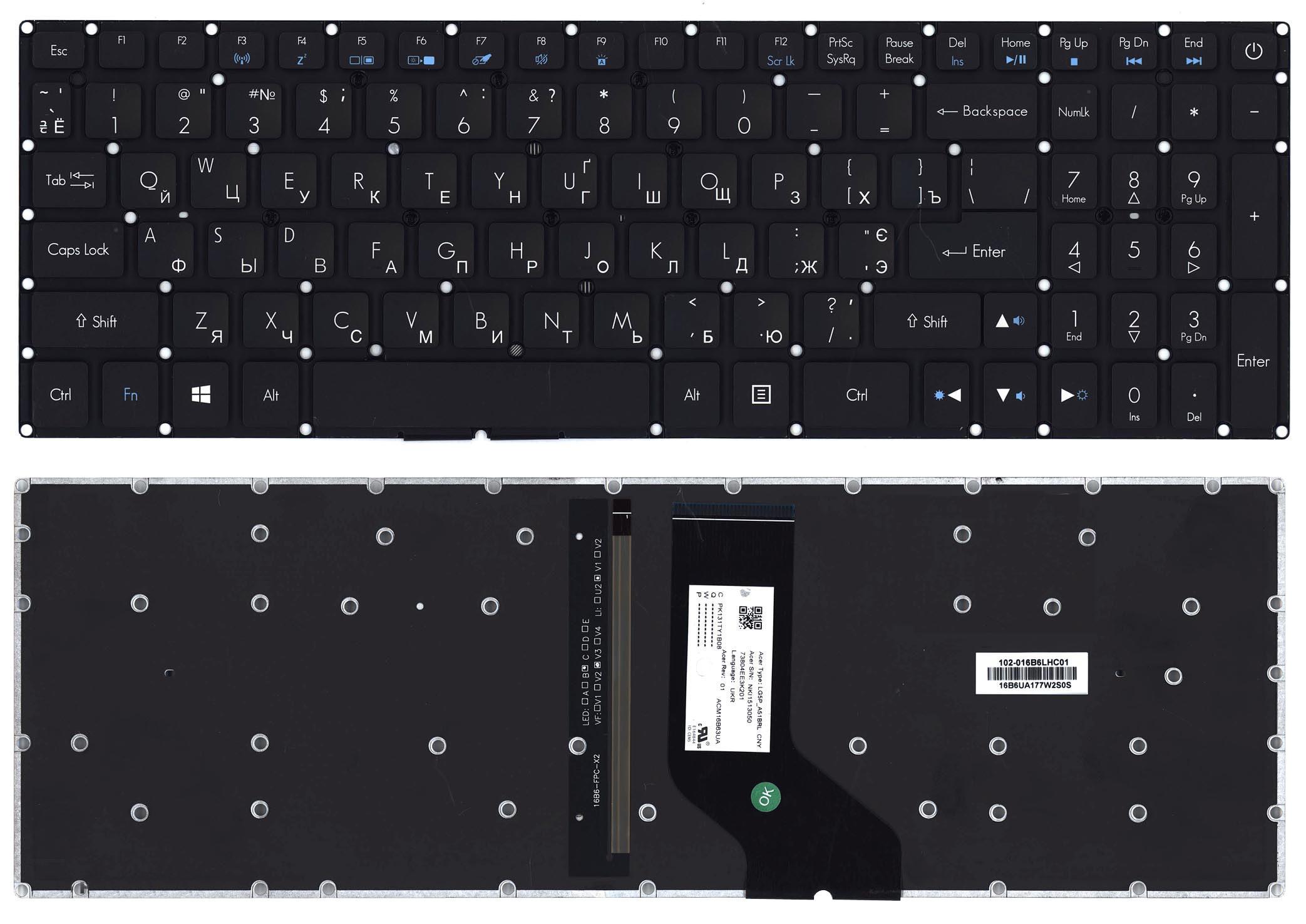 Клавиатура для ноутбука Acer Predator Helios 300 G3-571 с подсветкой Light Black (064338) Клавиатура для ноутбука Acer Predator Helios 300 G3-571 с подсветкой Light Black (064338)
