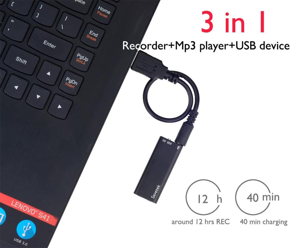 Диктофон цифровой мини Savetek USB 8 ГБ с MP3 плеером (1549094856) - фото 3