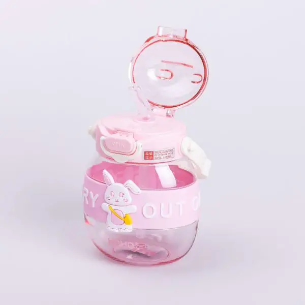 Пляшка для води дитяча з трубочкою з ручкою та ремінцем 580 мл Рожевий (6754) - фото 6 Пляшка для води дитяча з трубочкою з ручкою та ремінцем 580 мл Рожевий (6754) - фото 6