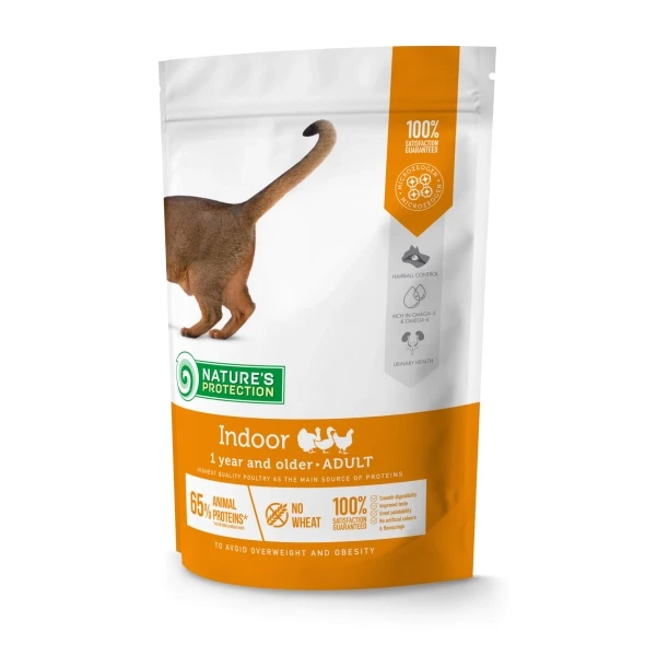 Сухой корм для взрослых домашних кошек с домашней птицей Nature's Protection Indoor 400 г (NPS45763)