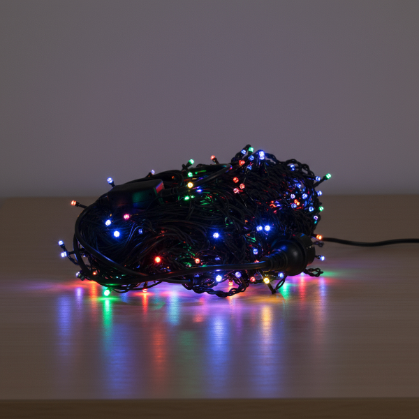Гірлянда мережна Бахрома вулична 20 м 335 LED діодів зовнішня від мережі чорна нитка колір світла Різнокольоровий (20MBML)
