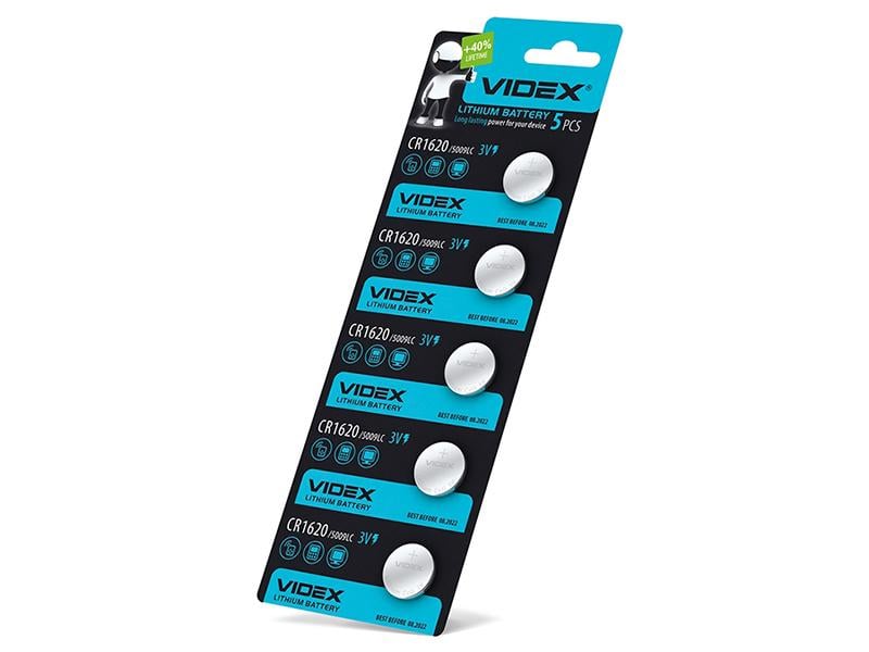 Батарейка літієва Videx CR1620 5 шт. Blister Card (8462)