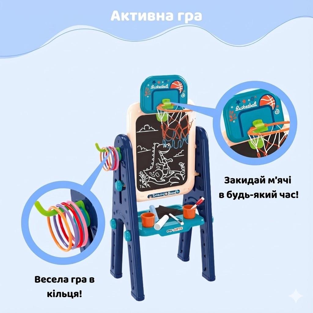 Мольберт дитячий двосторонній OLEOCA 4в1 з магнітною дошкою/крейдяною дошкою та набором аксесуарів (OLEO41) - фото 8 Мольберт дитячий двосторонній OLEOCA 4в1 з магнітною дошкою/крейдяною дошкою та набором аксесуарів (OLEO41) - фото 8