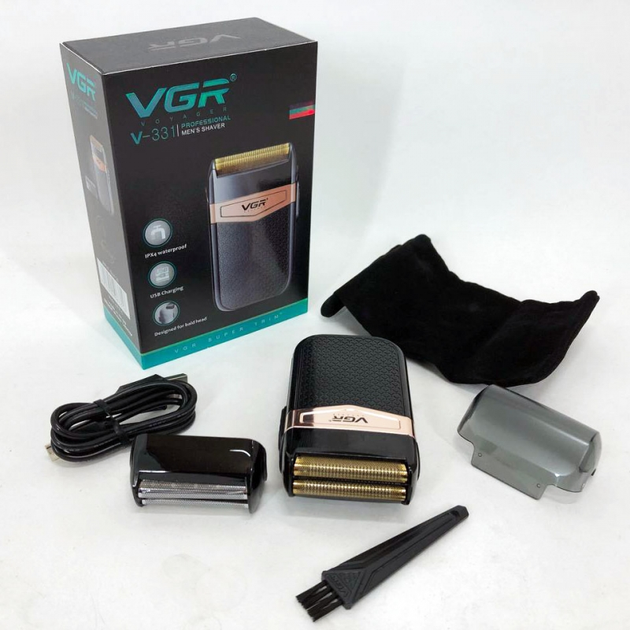 Электробритва сеточная VGR V-331 USB зарядка влагозащищенная с двойной сменной головкой (ML-05099) - фото 11 Электробритва сеточная VGR V-331 USB зарядка влагозащищенная с двойной сменной головкой (ML-05099) - фото 11
