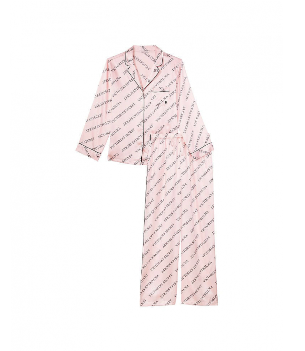 Піжама Victoria's Secret Satin Long Pajama Set Рожевий (VS000001) - фото 2