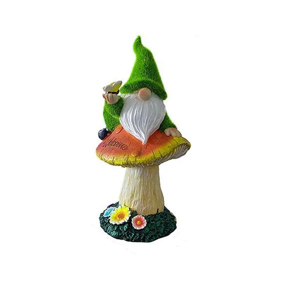Фигура для сада декоративная в виде гнома на грибе (AN00628)