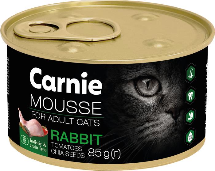 Корм влажный для котов Carnie мусс с кроликом семенами чиа томатами и желе 85 г