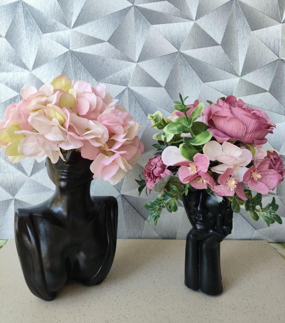 Набор декоративных ваз бюст и ваза лица ручной работы 2 шт. Черный (2749552553) - фото 3 Набор декоративных ваз бюст и ваза лица ручной работы 2 шт. Черный (2749552553) - фото 3