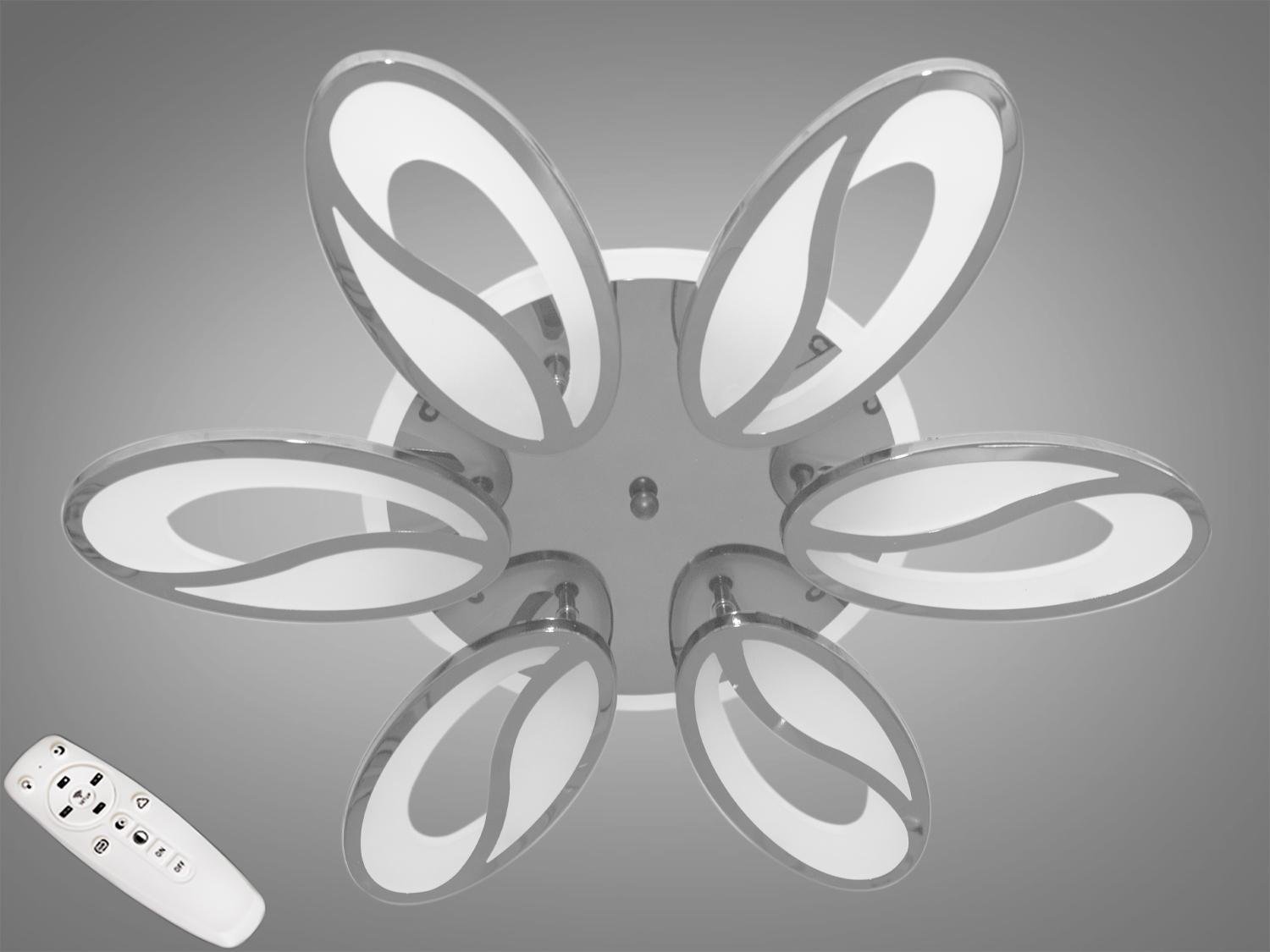 Люстра стельова LED підсвічування/димер/пульт 105W Хром (8090/6HR 3col dim)