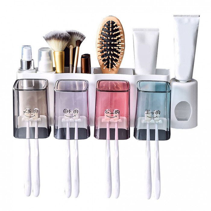 Диспенсер-органайзер для зубных щеток с автоматическим дозатором зубной пасты (XL-154)