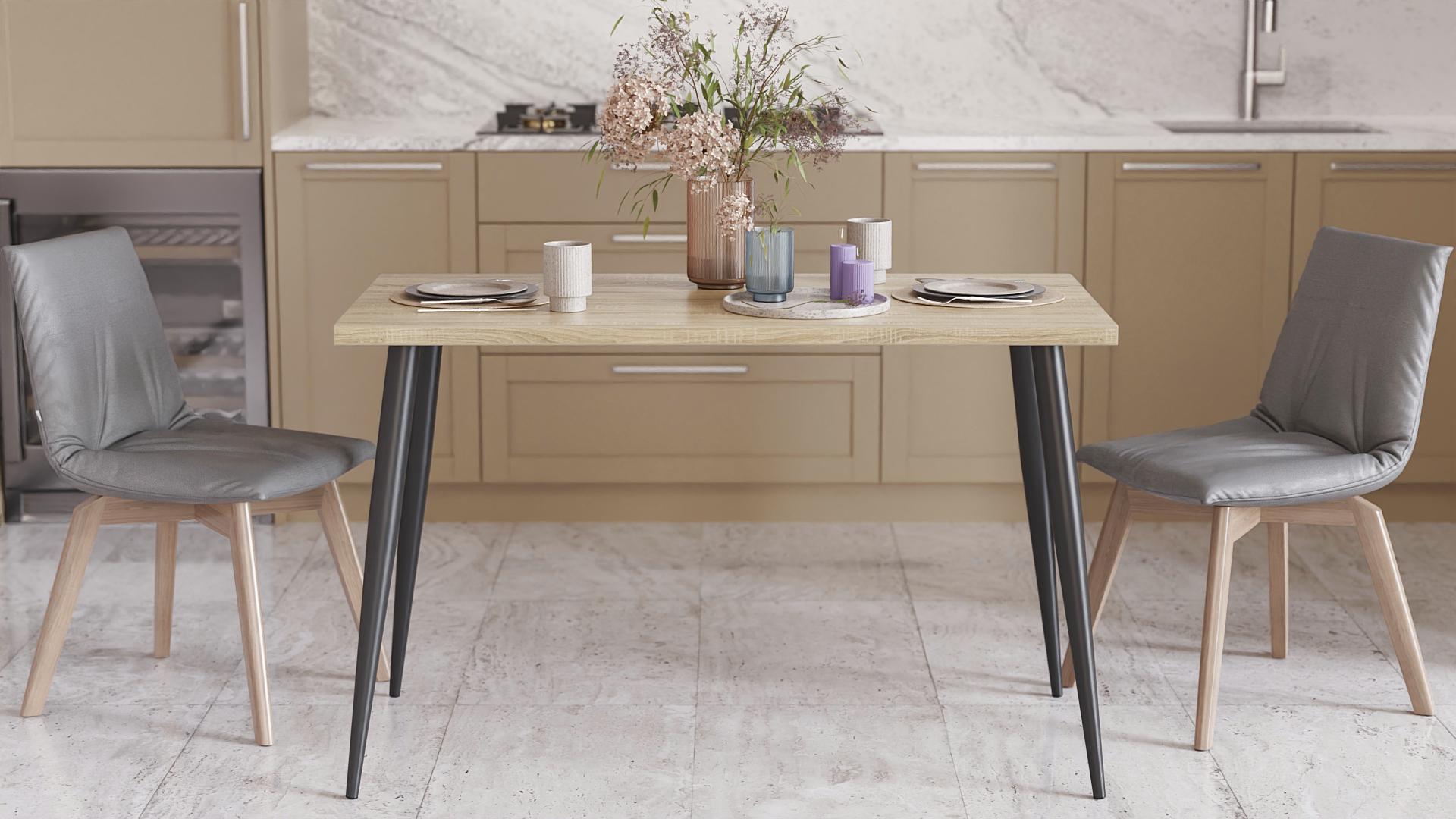 Обідній стіл Ferrum-decor Марсель 50 метал/ДСП 32 мм 75x120x60 см Чорний/Дуб Сонома (FRD-106698)