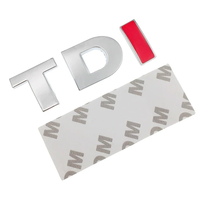 Эмблема надпись TDI Volkswagen металл 7,7х2,5 см Хром 2/Красный 1 глянцевый (1704224872)