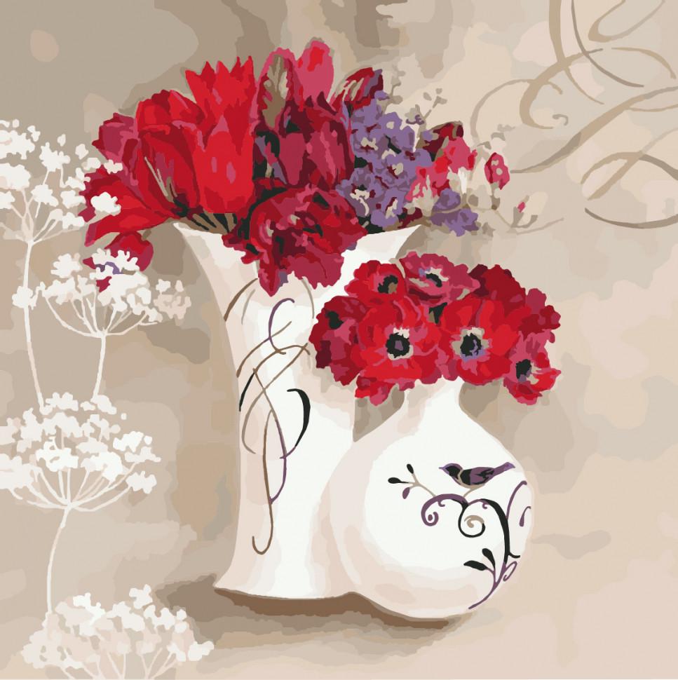 Картина по номерам Ідейка Цветы Цветочное дыхание 40х40 см (KHO2930)