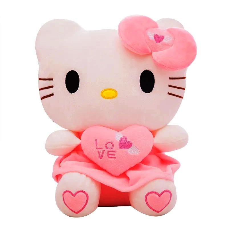 М'яка іграшка плюшева Masyasha Hello Kitty З серцем 50 см НKR-50 Біло-рожевий (14519860) - фото 1