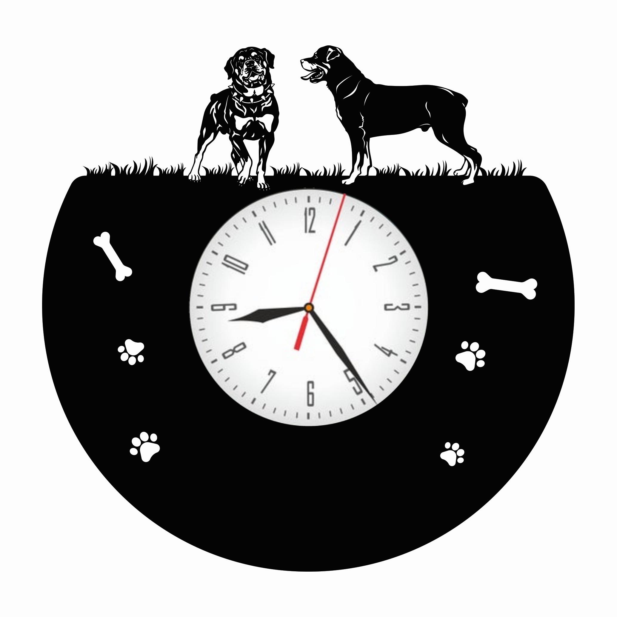 Часы настенные Ротвейлер 2025 из виниловой пластинки